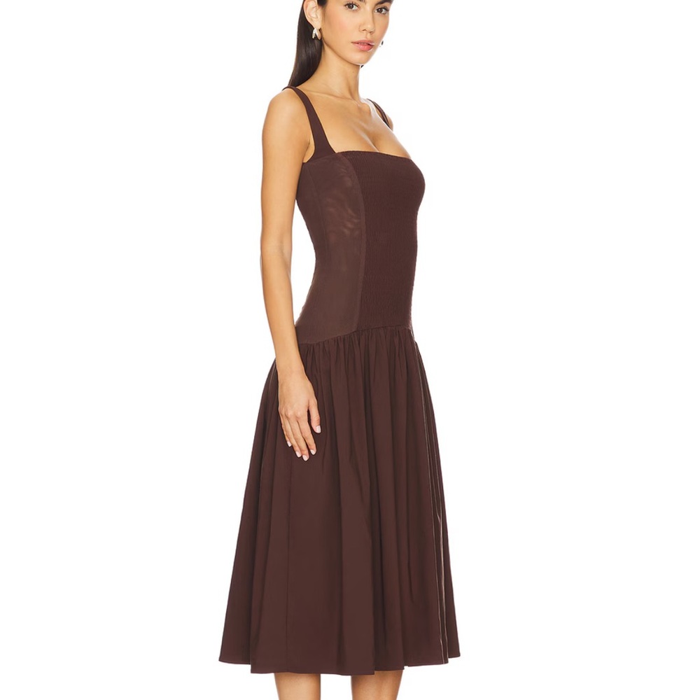WeWoreWhat Smocked Drop Waist Midi Dress - Ivory - Picture 3 of 4